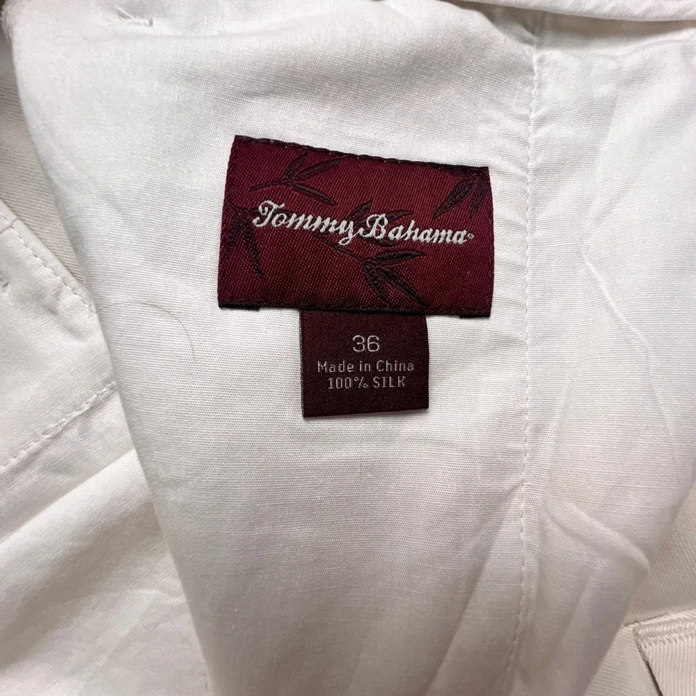 Tommy Bahama Silk Shorts Mens‎ 36 White Relax Flat Front Tropical Beach Casual